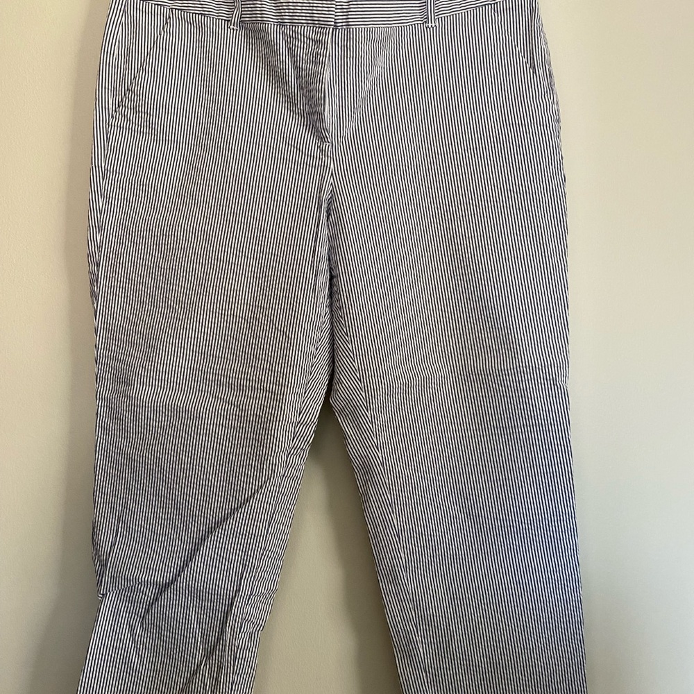 Womens Navy and White Seersucker Slacks